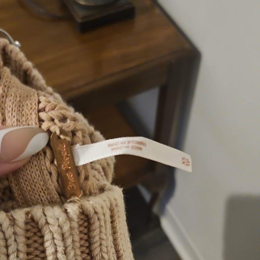 Free People Tan Cowl Neck Sweater